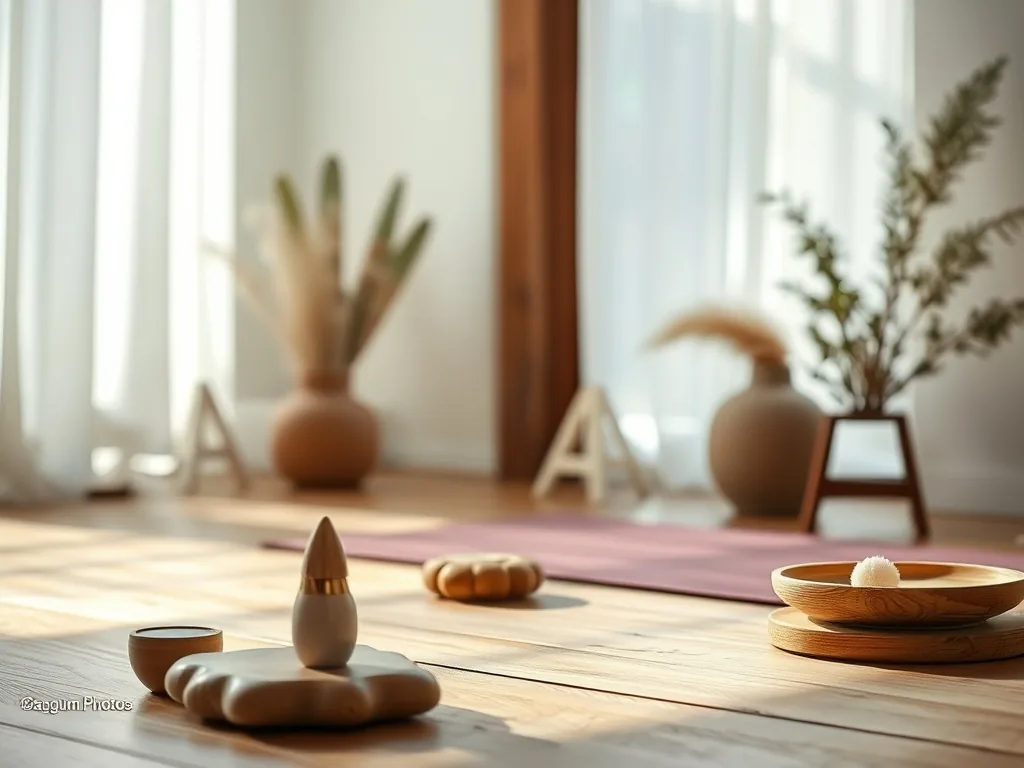 Une personne allongée sur un tapis de yoga dans une posture de yin, jambes repliées, bras relâchés, dans une pièce calme à